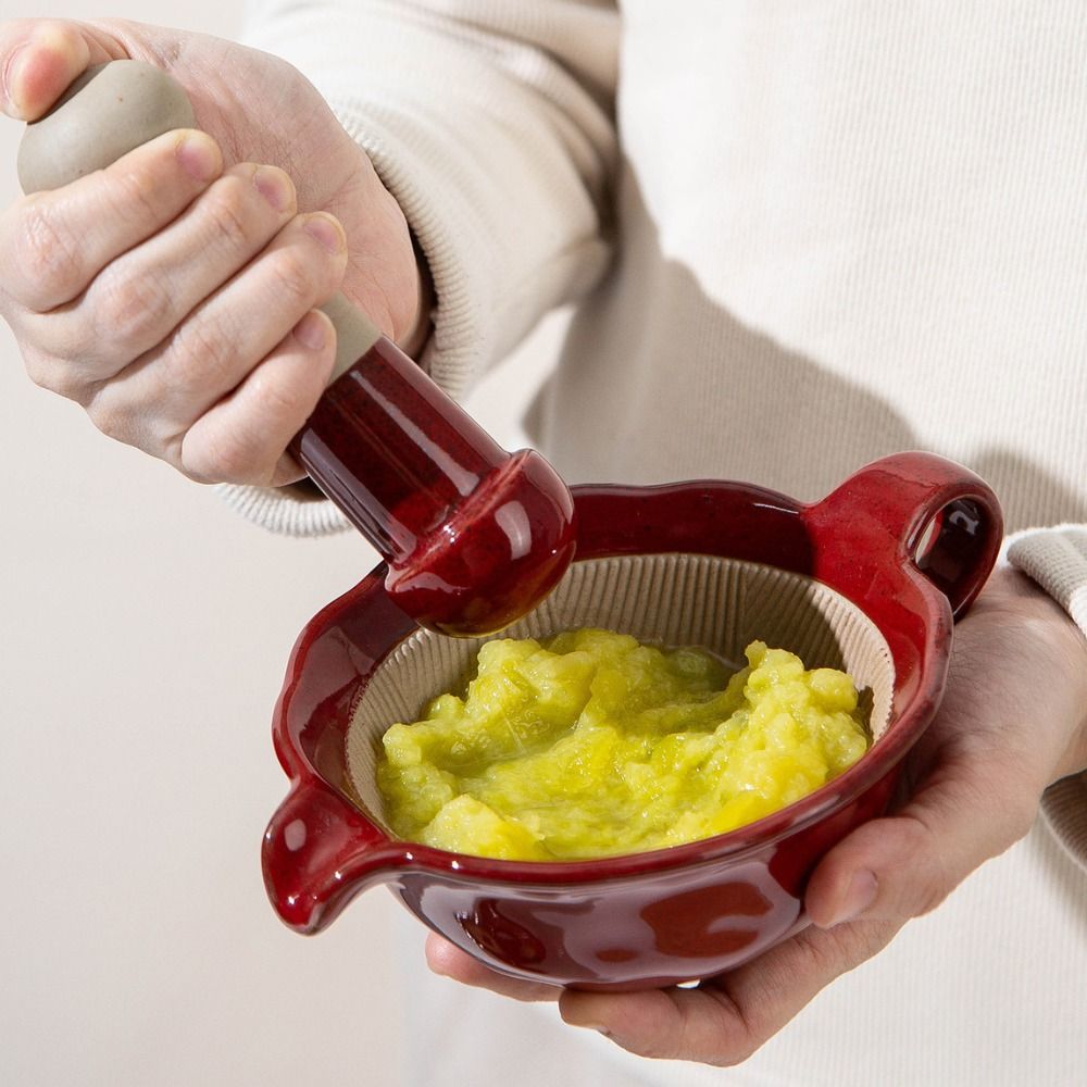 Baby Food Grinding Bowl - Handmatige keramische maalbeker met vintage handvat,