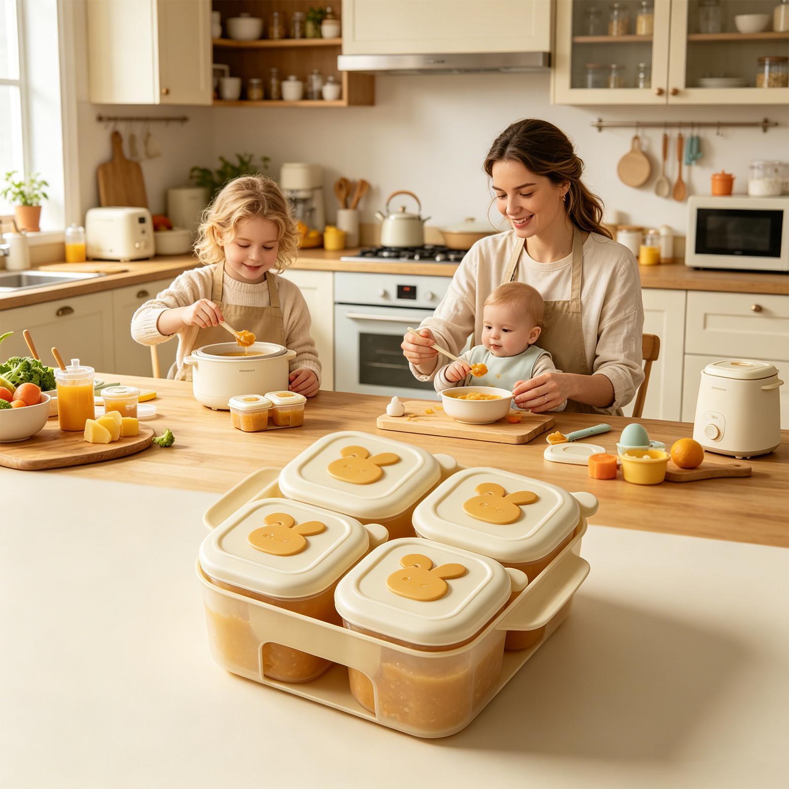 Baby Food Freezer Tray - Voedselvriezerbak met deksel Kinderbouilloncontainer Kinderpuree Vriezerbak