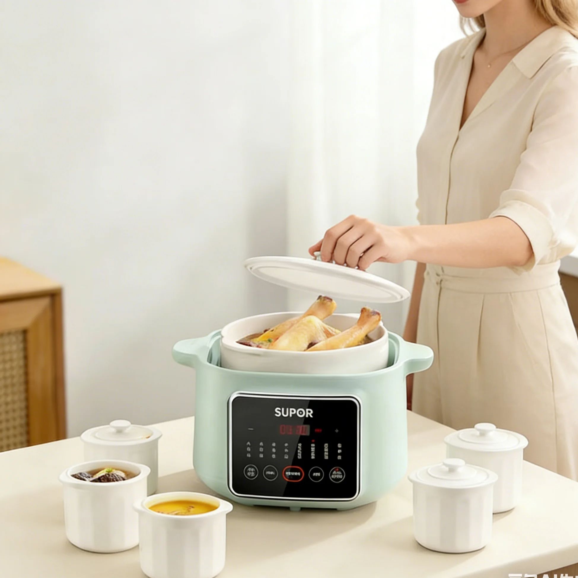 Baby Kitchen Food - SUPOR Keramische multifunctionele slowcooker met dubbele