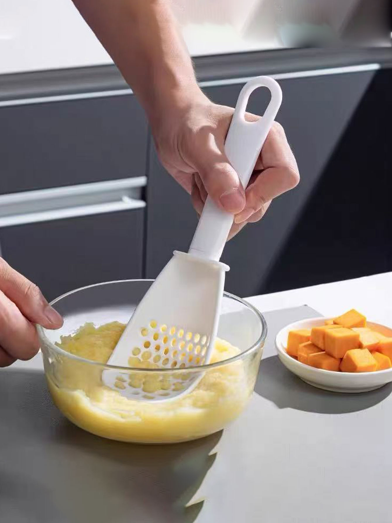 Baby Food Strainer - Multifunctionele kooklepel, voedselveilige babyvoedselstamper, gember- en