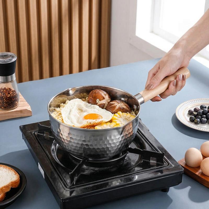 Baby Kitchen Food - 16-20cm Melkpan Anti-aanbaklaag RVS Met Houten