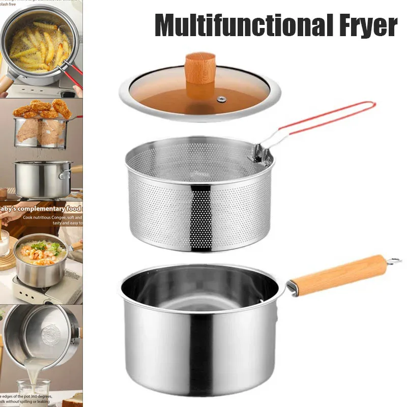 Baby Food Strainer - Diep-vriestpan met zeef en deksel, roestvrij