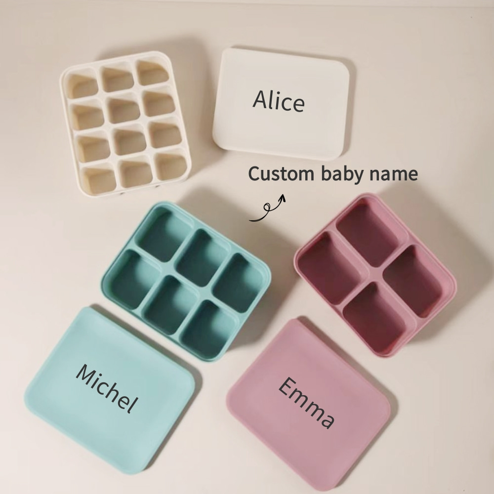 Baby Food Freezer Tray - Gepersonaliseerde babyvoeding diepvriesbak met naam, 12-cel