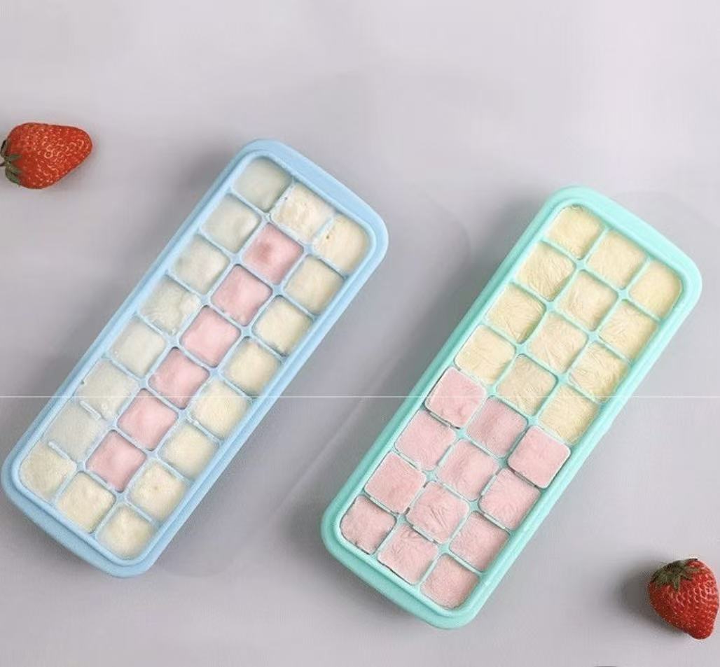 Baby Food Freezer Tray - Siliconen ijsblokjesbakje met deksel 24-kubussen Jelly