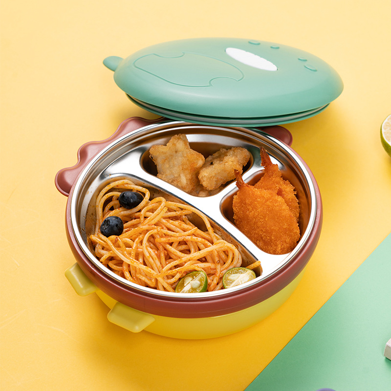 Baby Food Usa - Roestvrijstalen verdeelplaat voor kinderen, zuignaptype, met