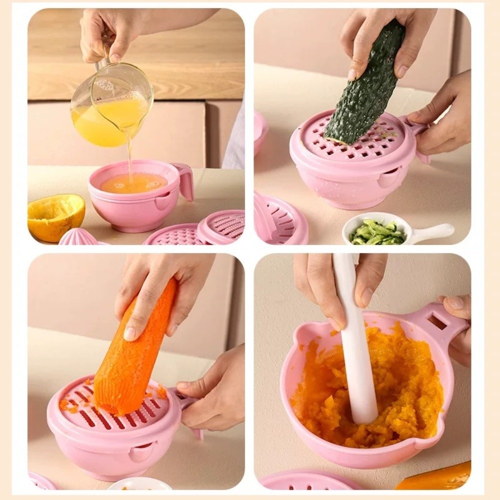 Baby Food Grinding Bowl - Effenkleurige babyvoedingsmolen, handgemaakt, multifunctioneel, fruitpureer, handmatige