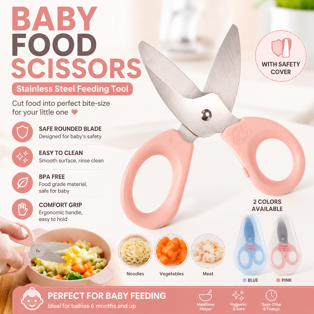 Baby Food Usa - Babyvoedingsschaar Roestvrij staal Babyvoedingsschaar BPA-vrij Veiligheidskeukenschaar