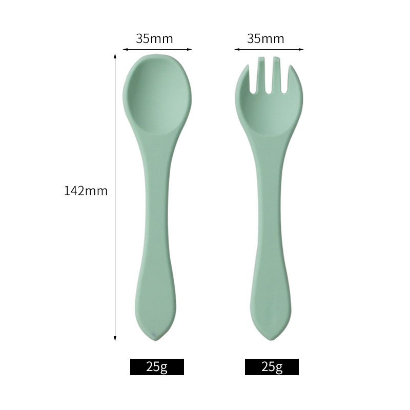 Baby Food Utensils Set - Voedselveilige siliconen baby lepel- en vorkset,