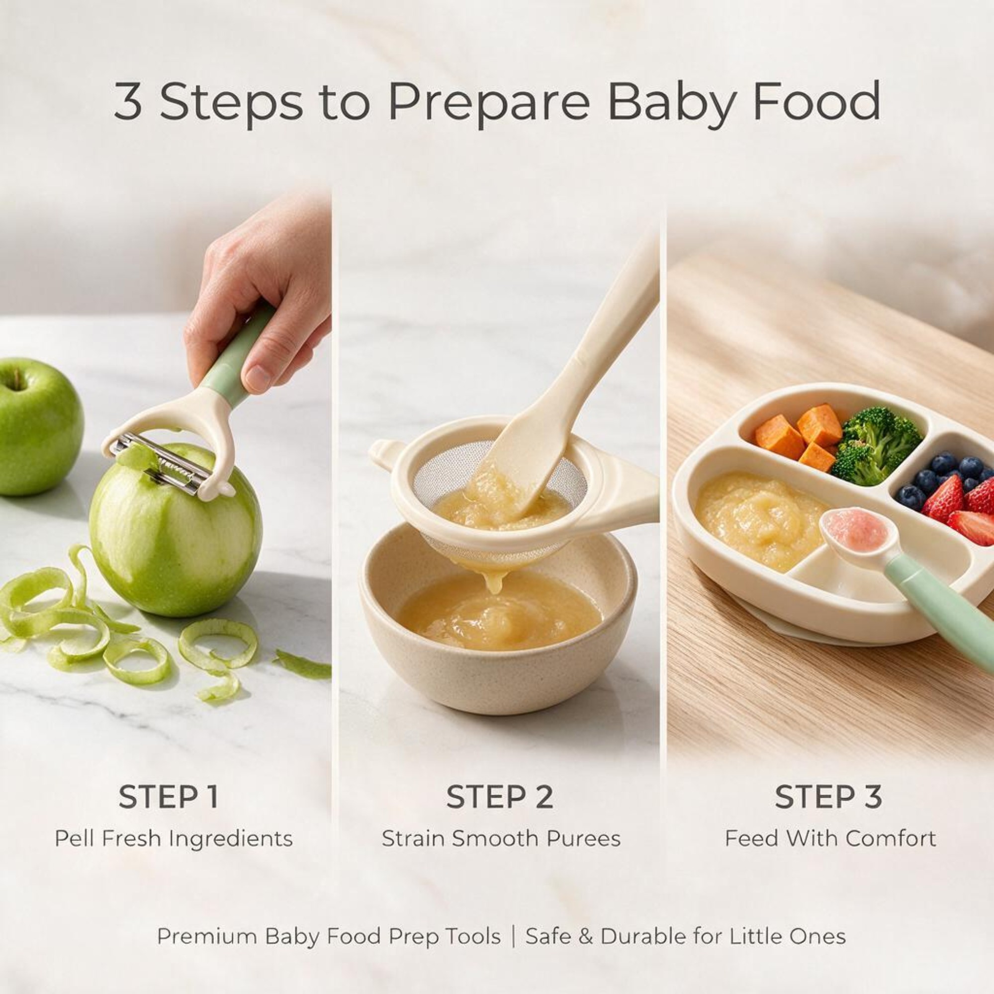 3-delige babyvoedingbereidings - Baby Food Strainer recensie en prijs